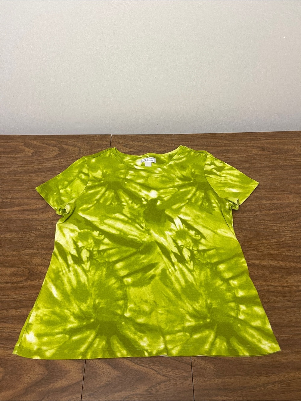 Green and White Christopher & Banks Tie Dye T-Shirt